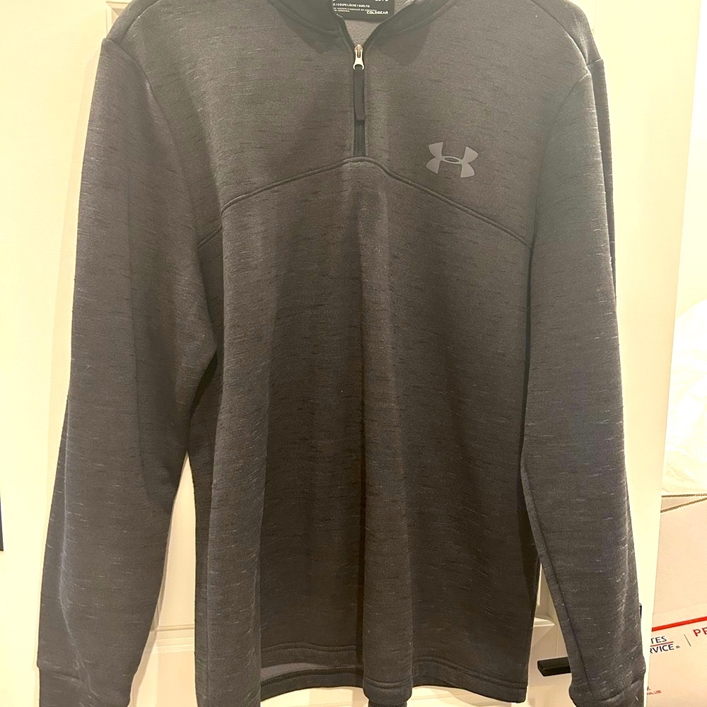Under Armour Black Quarter-Zip Pullover in Heathered Gray Loose Fit Size Large